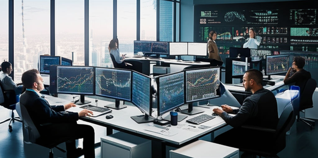 Modern trading office